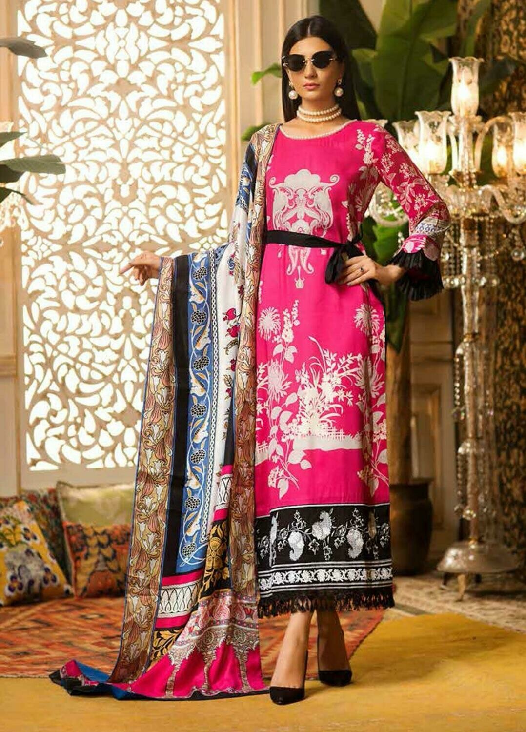Al Zohaib Embroidered Linen Pink