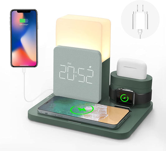 Wireless Charging Station, Upgraded 4 in 1 Fast Wireless Charger 15W Max