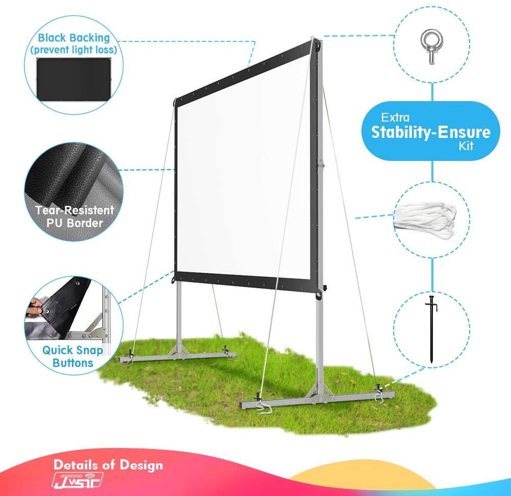 JWSIT Projector Screen with Stand, 100\" 4K HD