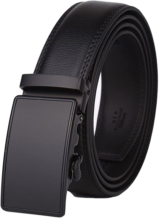 Men's Real Leather Ratchet Dress Casual Belt, Cut to Exact Fit