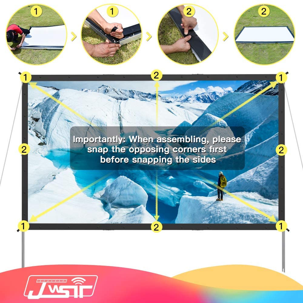 JWSIT Projector Screen with Stand, 100\" 4K HD