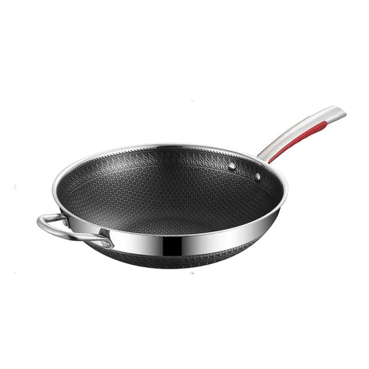 13-inch Hybrid Nonstick Stainless Steel Wok Pan with Lid