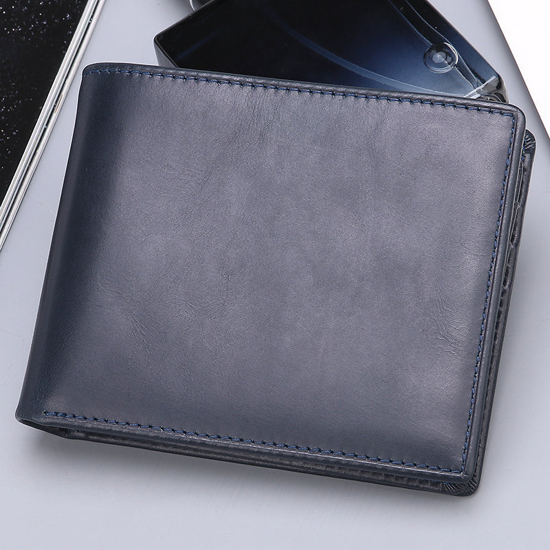Men's Gift Set Genuine Leather Bifold Wallet with Key Chain & Ball Pen