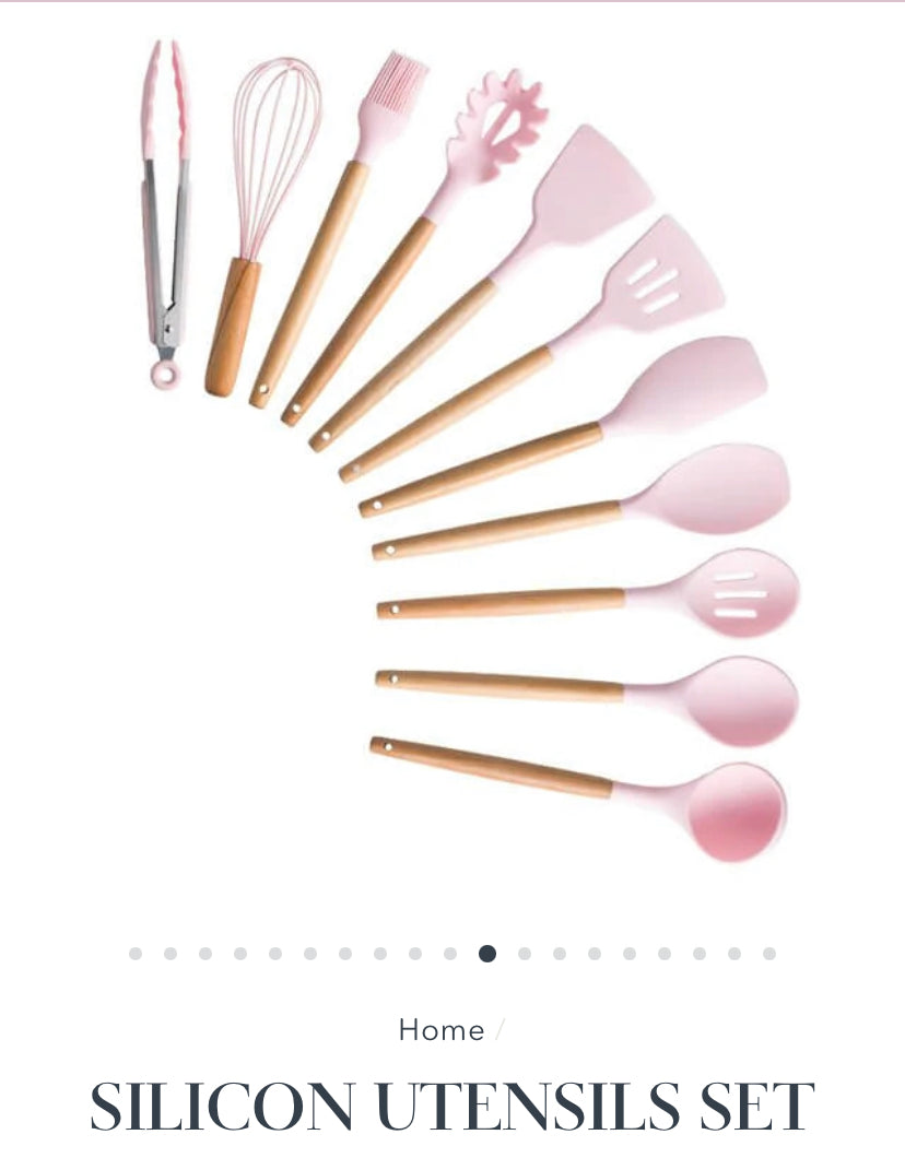 12 Pieces Silicone Cooking Utensils Set PINK