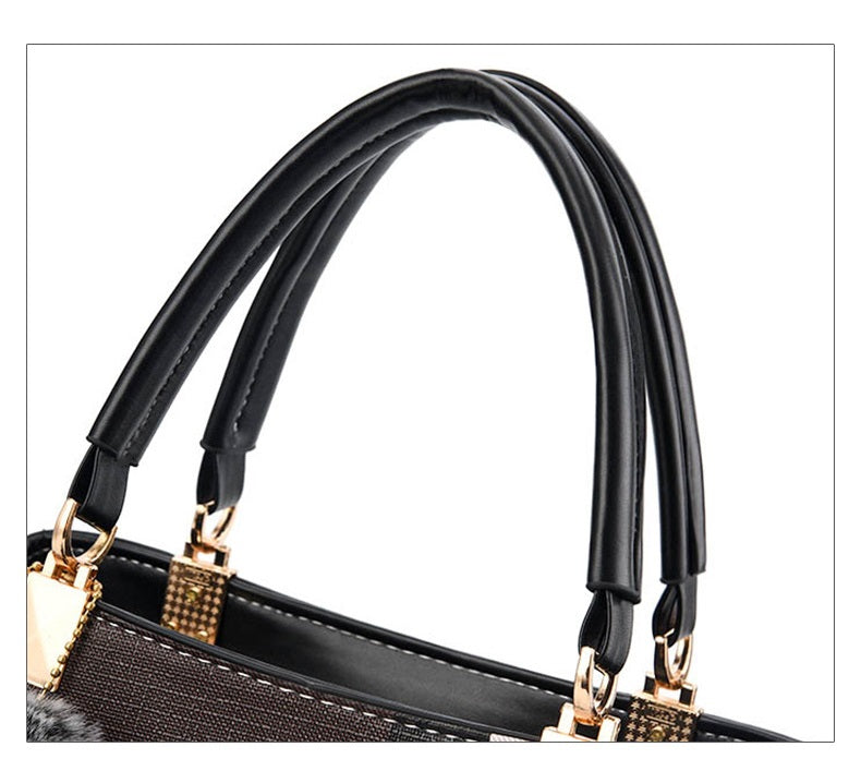 Women Luxury Pu Leather Tote Handbag Lady All Match Casual Stripe Shoulder Hand Bag