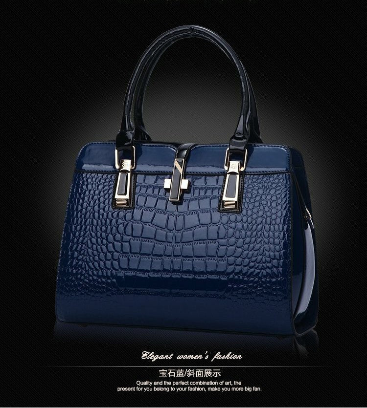 Patent Leather Crocodile Leather Handbags for Women Shoulder Bags